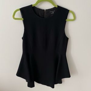 Theory High Low Black Peplum Top